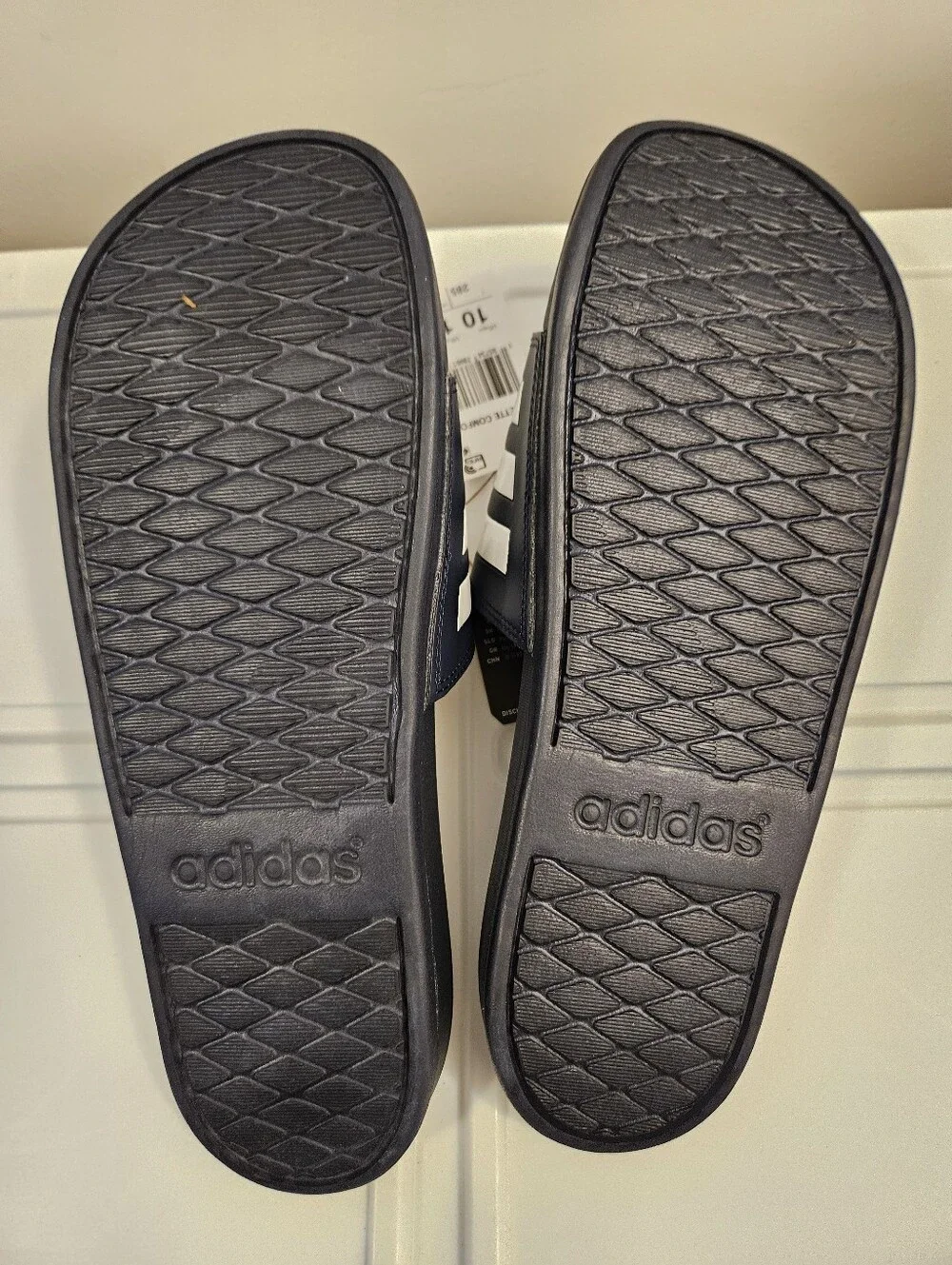 adidas Adilette Comfort Slide Sandals Navy & White Men's Sz 10 Women's Sz 11 NEW